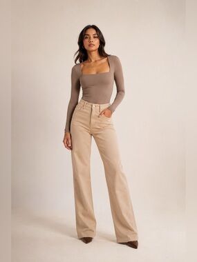 Abercrombie Square Neck Bodysuit Fitted Stretch